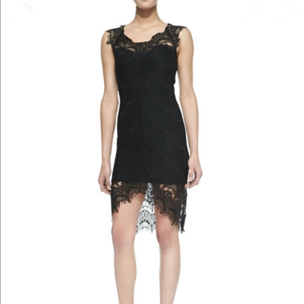 Free People Peekaboo Scalloped Lace Slip Dress‎ in Black Size Small